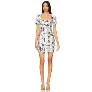 Le Superbe Winter Garden Sequin Shift Mini Dress Winter Floral Womens Size 6